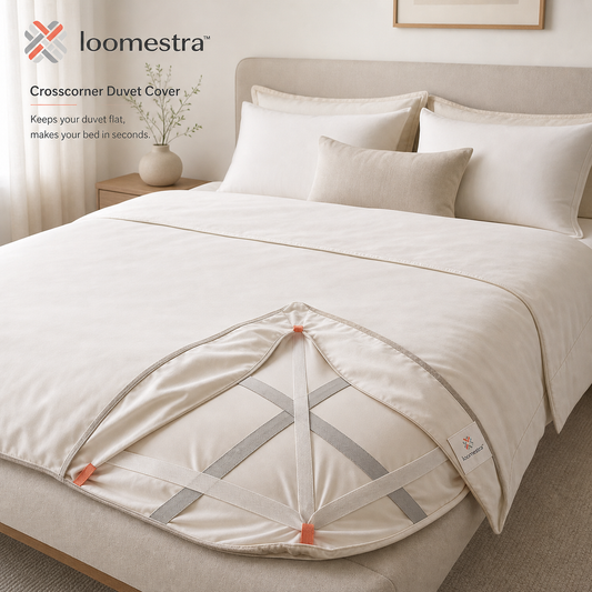 🛏️ Loomestra™ Crosscorner Stay-Flat Duvet Cover